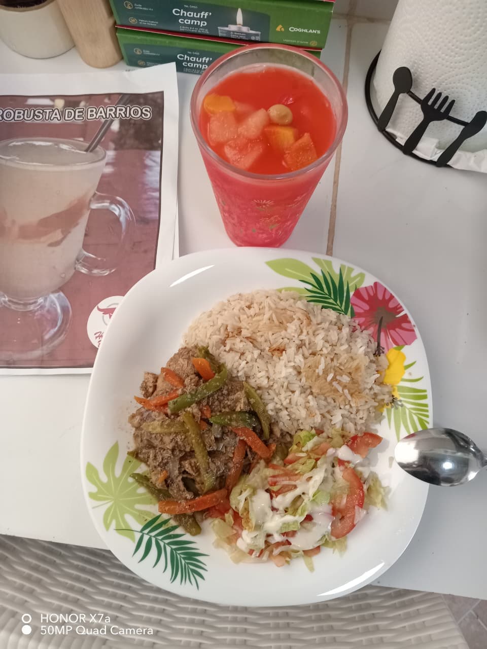 Bebida y comida del restaurante Hacienda Barrios
